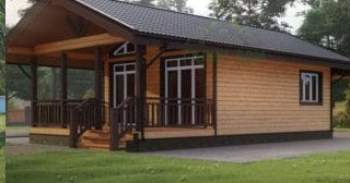 Проект одноэтажного дома из бруса с террасой - Строительство в Долгопрудном от Строй-Длг от 133692 руб.